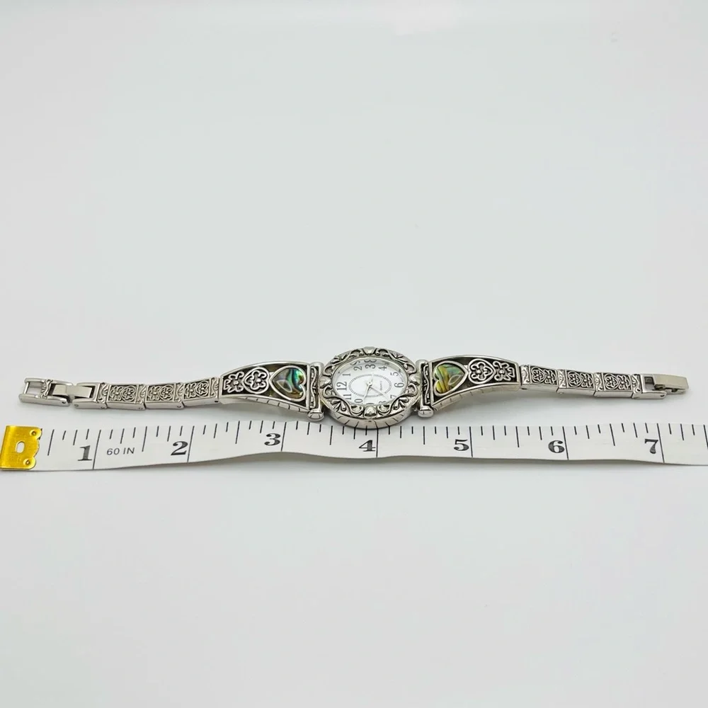 Quartz Watch with Mother of Pearl Heart Accents
